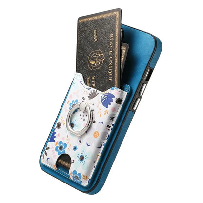 E4 for Samsung Galaxy A53 5G Ring Kickstand Case Pattern Card Slot Phone Cover