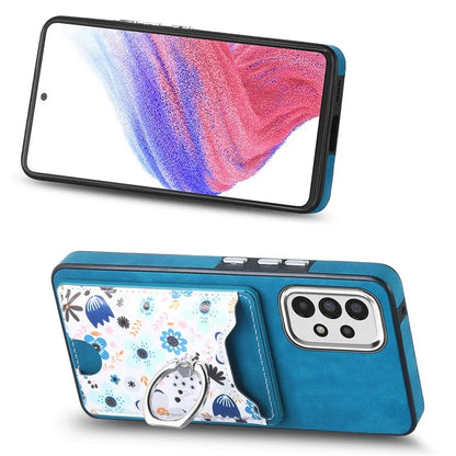 E4 for Samsung Galaxy A53 5G Ring Kickstand Case Pattern Card Slot Phone Cover