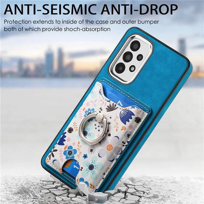 E4 for Samsung Galaxy A53 5G Ring Kickstand Case Pattern Card Slot Phone Cover