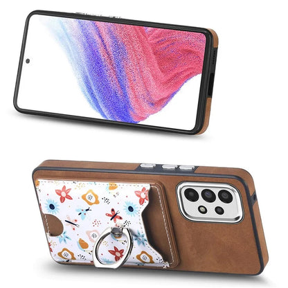 E4 for Samsung Galaxy A53 5G Ring Kickstand Case Pattern Card Slot Phone Cover
