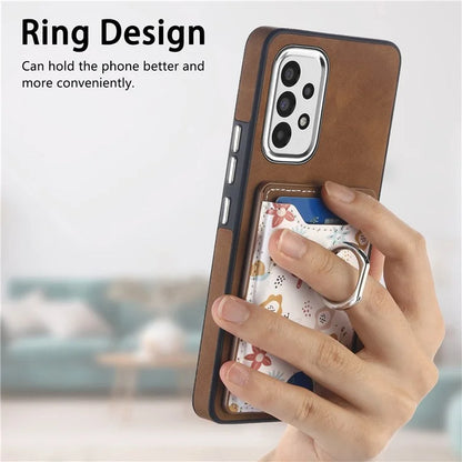 E4 for Samsung Galaxy A53 5G Ring Kickstand Case Pattern Card Slot Phone Cover