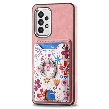 E4 for Samsung Galaxy A53 5G Ring Kickstand Case Pattern Card Slot Phone Cover