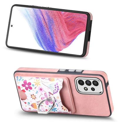 E4 for Samsung Galaxy A53 5G Ring Kickstand Case Pattern Card Slot Phone Cover