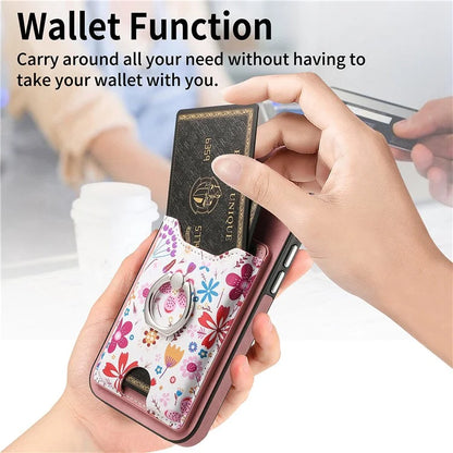 E4 for Samsung Galaxy A53 5G Ring Kickstand Case Pattern Card Slot Phone Cover