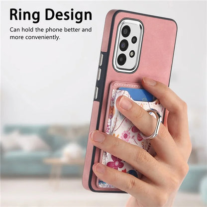 E4 for Samsung Galaxy A53 5G Ring Kickstand Case Pattern Card Slot Phone Cover
