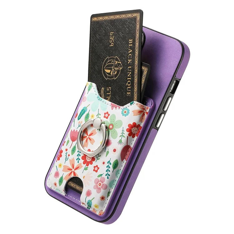E4 for Samsung Galaxy A53 5G Ring Kickstand Case Pattern Card Slot Phone Cover