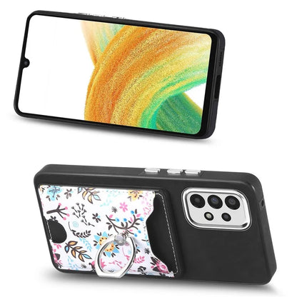 E4 for Samsung Galaxy A33 5G Pattern Phone Case Rotation Ring Holder Kickstand Cover