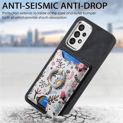 E4 for Samsung Galaxy A33 5G Pattern Phone Case Rotation Ring Holder Kickstand Cover