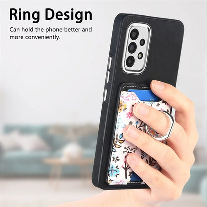 E4 for Samsung Galaxy A33 5G Pattern Phone Case Rotation Ring Holder Kickstand Cover
