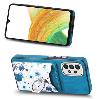 E4 for Samsung Galaxy A33 5G Pattern Phone Case Rotation Ring Holder Kickstand Cover
