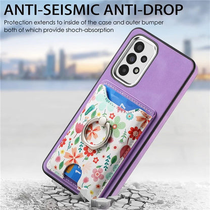 E4 for Samsung Galaxy A33 5G Pattern Phone Case Rotation Ring Holder Kickstand Cover