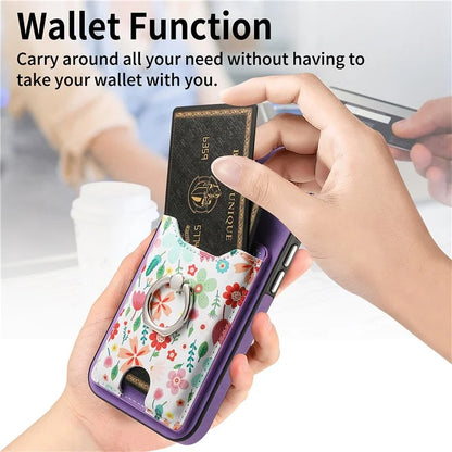 E4 for Samsung Galaxy A33 5G Pattern Phone Case Rotation Ring Holder Kickstand Cover