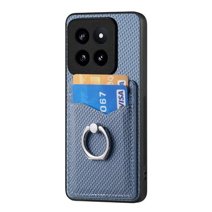 C1-8 For Xiaomi 14 Pro Ring Kickstand Case Card Slots PU Leather Phone Back Cover