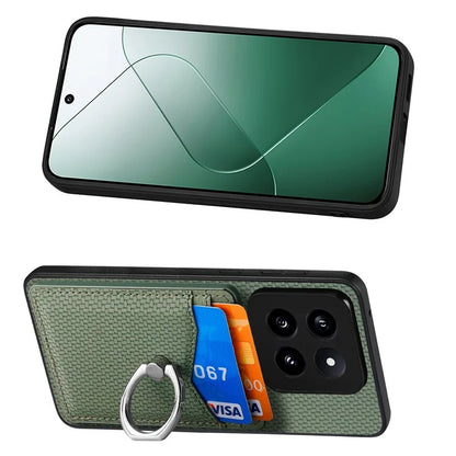 C1-8 For Xiaomi 14 Pro Ring Kickstand Case Card Slots PU Leather Phone Back Cover