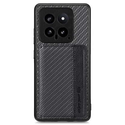 For Xiaomi 14 Magnetic Case Carbon Fiber Texture Kickstand Back Cover