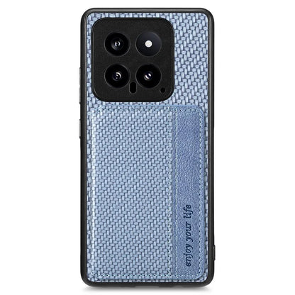 For Xiaomi 14 Magnetic Case Carbon Fiber Texture Kickstand Back Cover