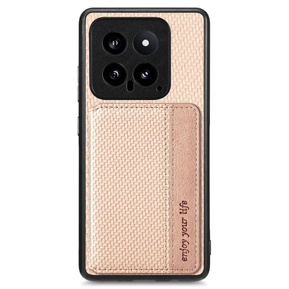 For Xiaomi 14 Magnetic Case Carbon Fiber Texture Kickstand Back Cover