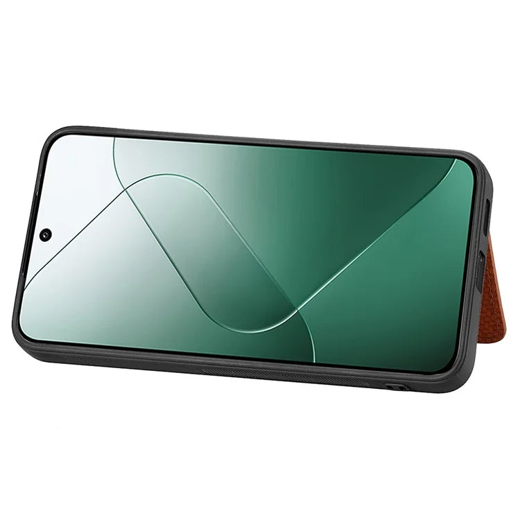 For Xiaomi 14 Magnetic Case Carbon Fiber Texture Kickstand Back Cover