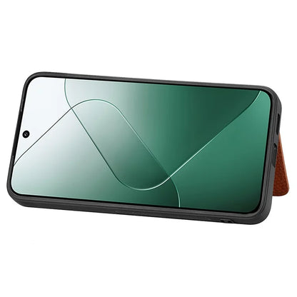 For Xiaomi 14 Magnetic Case Carbon Fiber Texture Kickstand Back Cover