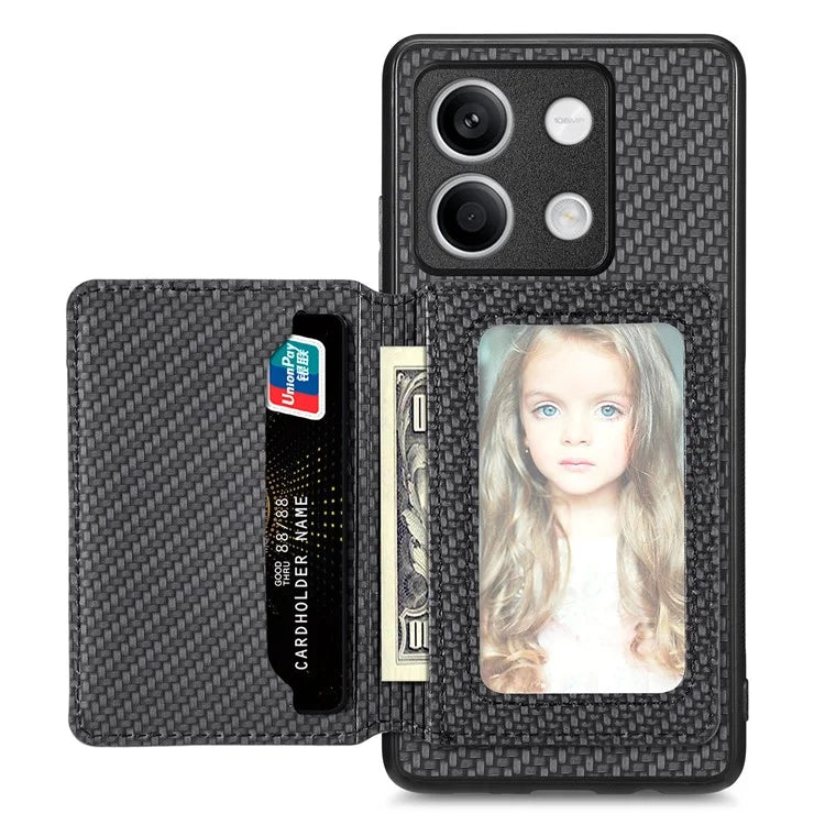 For Xiaomi Redmi Note 13 5G Case Carbon Fiber Texture PU Leather Coated PC+TPU Phone Shell