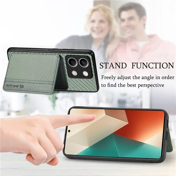 For Xiaomi Redmi Note 13 5G Case Carbon Fiber Texture PU Leather Coated PC+TPU Phone Shell