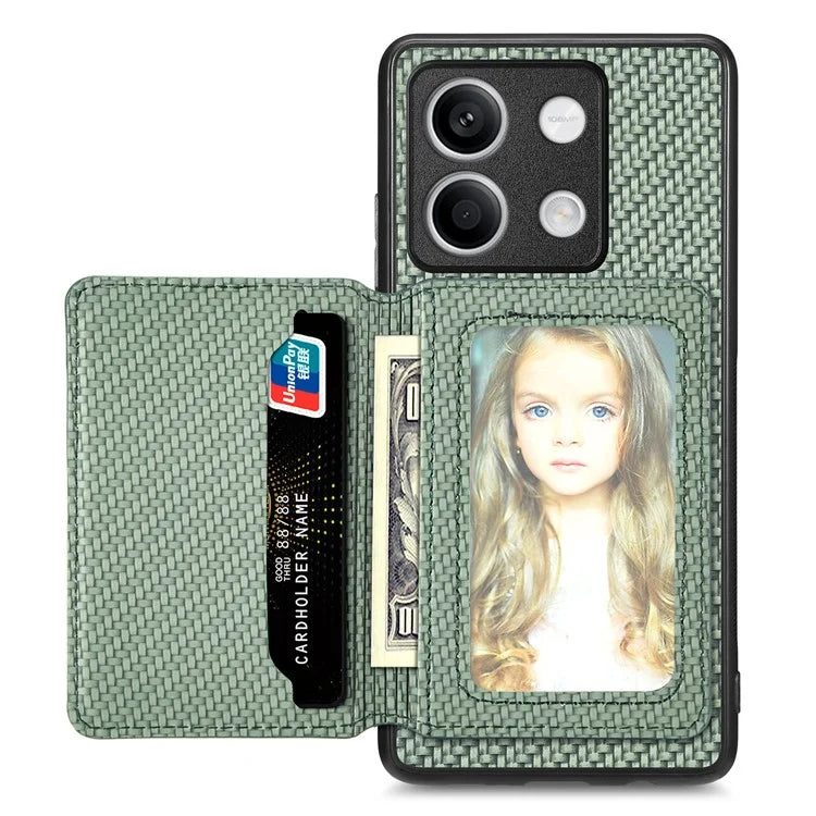 For Xiaomi Redmi Note 13 5G Case Carbon Fiber Texture PU Leather Coated PC+TPU Phone Shell