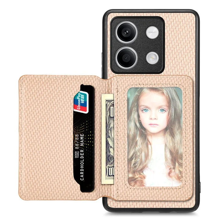 For Xiaomi Redmi Note 13 5G Case Carbon Fiber Texture PU Leather Coated PC+TPU Phone Shell