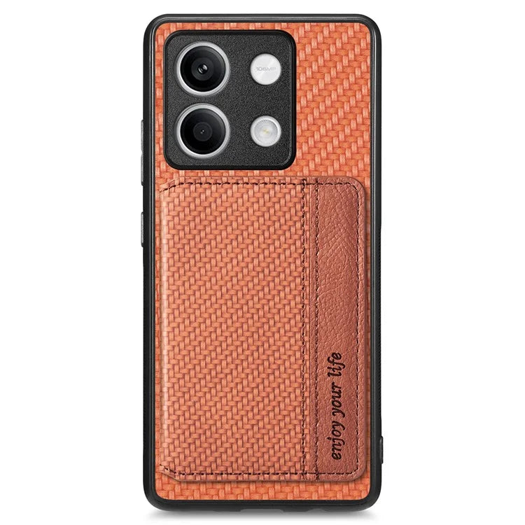 For Xiaomi Redmi Note 13 5G Case Carbon Fiber Texture PU Leather Coated PC+TPU Phone Shell