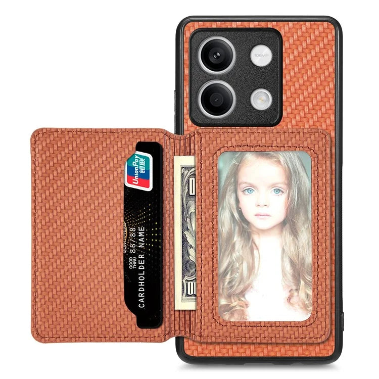 For Xiaomi Redmi Note 13 5G Case Carbon Fiber Texture PU Leather Coated PC+TPU Phone Shell