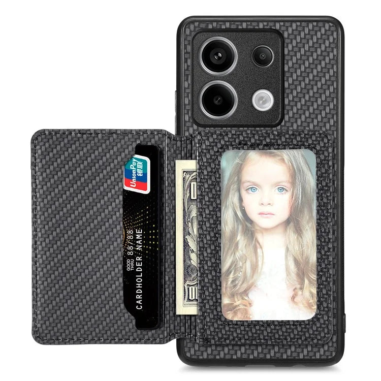 For Xiaomi Redmi Note 13 Pro 5G / Poco X6 5G Case Slim-Fit Kickstand Carbon Fiber Texture Protective Shell