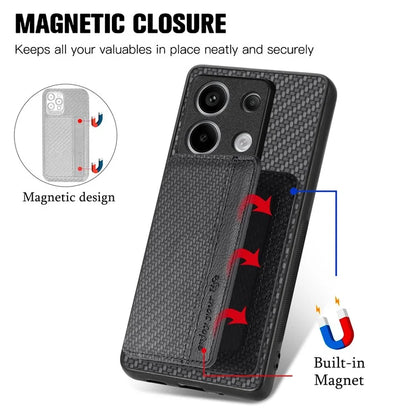 For Xiaomi Redmi Note 13 Pro 5G / Poco X6 5G Case Slim-Fit Kickstand Carbon Fiber Texture Protective Shell