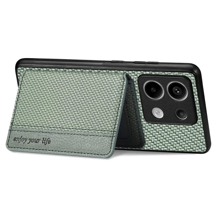 For Xiaomi Redmi Note 13 Pro 5G / Poco X6 5G Case Slim-Fit Kickstand Carbon Fiber Texture Protective Shell