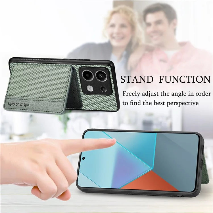 For Xiaomi Redmi Note 13 Pro 5G / Poco X6 5G Case Slim-Fit Kickstand Carbon Fiber Texture Protective Shell