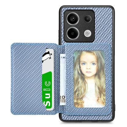 For Xiaomi Redmi Note 13 Pro 5G / Poco X6 5G Case Slim-Fit Kickstand Carbon Fiber Texture Protective Shell