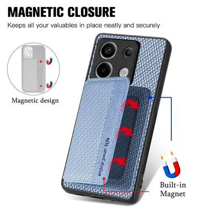 For Xiaomi Redmi Note 13 Pro 5G / Poco X6 5G Case Slim-Fit Kickstand Carbon Fiber Texture Protective Shell