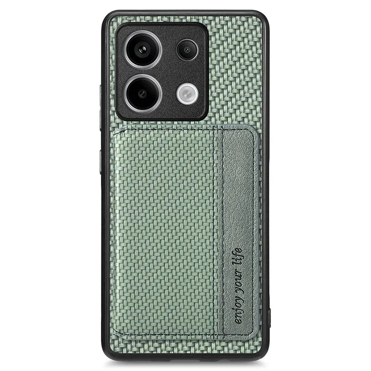 For Xiaomi Redmi Note 13 Pro 5G / Poco X6 5G Case Slim-Fit Kickstand Carbon Fiber Texture Protective Shell