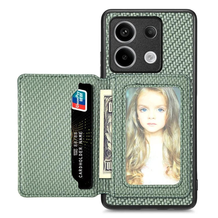 For Xiaomi Redmi Note 13 Pro 5G / Poco X6 5G Case Slim-Fit Kickstand Carbon Fiber Texture Protective Shell