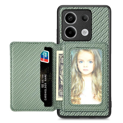 For Xiaomi Redmi Note 13 Pro 5G / Poco X6 5G Case Slim-Fit Kickstand Carbon Fiber Texture Protective Shell