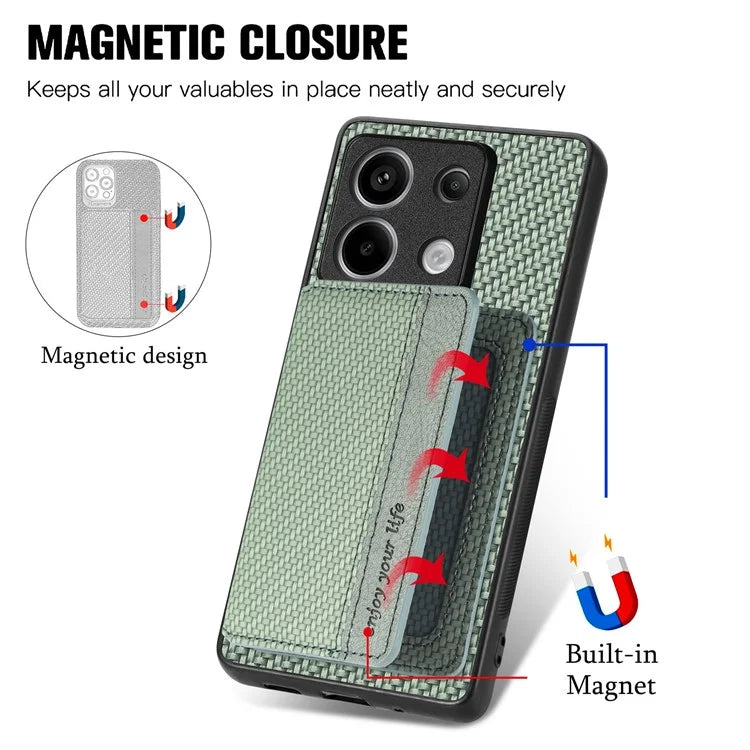 For Xiaomi Redmi Note 13 Pro 5G / Poco X6 5G Case Slim-Fit Kickstand Carbon Fiber Texture Protective Shell