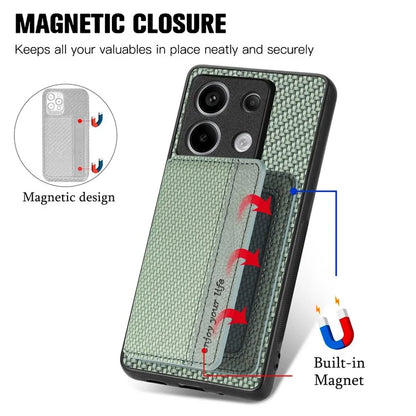 For Xiaomi Redmi Note 13 Pro 5G / Poco X6 5G Case Slim-Fit Kickstand Carbon Fiber Texture Protective Shell