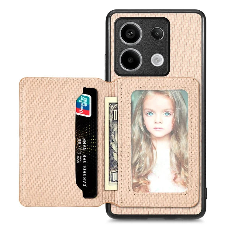 For Xiaomi Redmi Note 13 Pro 5G / Poco X6 5G Case Slim-Fit Kickstand Carbon Fiber Texture Protective Shell