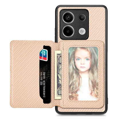 For Xiaomi Redmi Note 13 Pro 5G / Poco X6 5G Case Slim-Fit Kickstand Carbon Fiber Texture Protective Shell