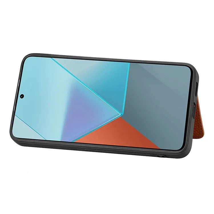 For Xiaomi Redmi Note 13 Pro 5G / Poco X6 5G Case Slim-Fit Kickstand Carbon Fiber Texture Protective Shell