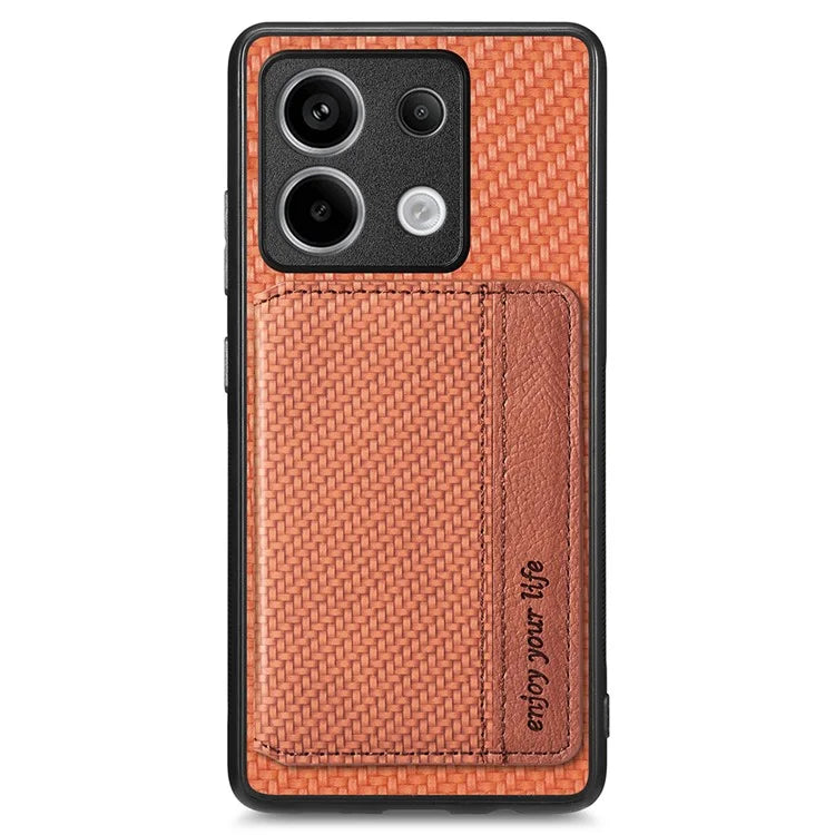 For Xiaomi Redmi Note 13 Pro 5G / Poco X6 5G Case Slim-Fit Kickstand Carbon Fiber Texture Protective Shell