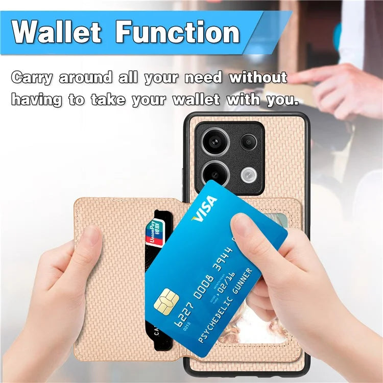 For Xiaomi Redmi Note 13 Pro 5G / Poco X6 5G Case Slim-Fit Kickstand Carbon Fiber Texture Protective Shell