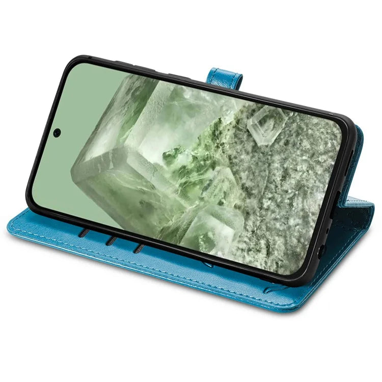 For Google Pixel 8a Leather Case Cat Dog Pattern Magnetic Clasp Wallet Cover