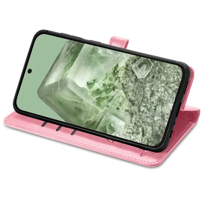 For Google Pixel 8a Leather Case Cat Dog Pattern Magnetic Clasp Wallet Cover