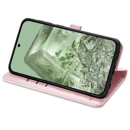 For Google Pixel 8a Leather Case Cat Dog Pattern Magnetic Clasp Wallet Cover