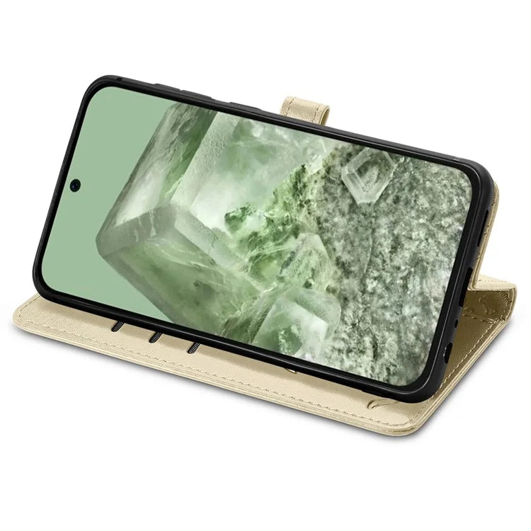 For Google Pixel 8a Leather Case Cat Dog Pattern Magnetic Clasp Wallet Cover