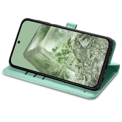 For Google Pixel 8a Leather Case Cat Dog Pattern Magnetic Clasp Wallet Cover